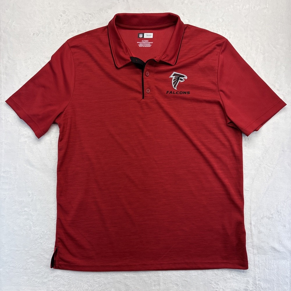 Atlanta Falcons Polo Shirt Mens XL Red NFL Team Apparel Wicking Logo